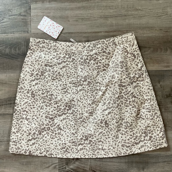 Free People Fake Out Faux Wrap Skirt in Light Combo Leopard Print Faux Leather 8 - Picture 4 of 6